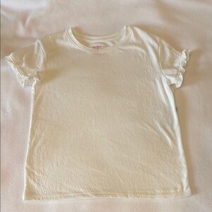 Cat & Jack White Ruffled Short Sleeve Tee Classic Cotton Girl Size 10-12
